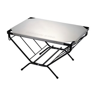 CAPTAIN STAG 鹿牌 可折疊柴火桌 附收納袋 耐熱壓紋鋼桌板, 不鏽鋼