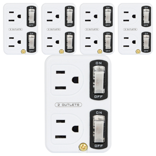 Kinyo 節電2開2插分接器 3孔 MR-5365, 白色, 5個, 55mm