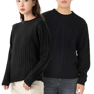 CARET 中性麻花紋毛衣, S, 黑色