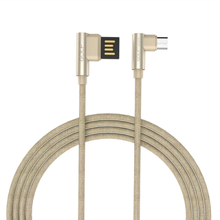 GOLF 雙面USB轉Micro USB 90度轉角 布藝編織快充線, 1m, 金色, 1條