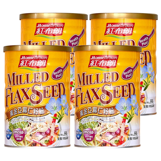 HomeBrown 紅布朗 黃金亞麻仁籽粉 Omega-3來源 高纖 全素, 350g, 4罐