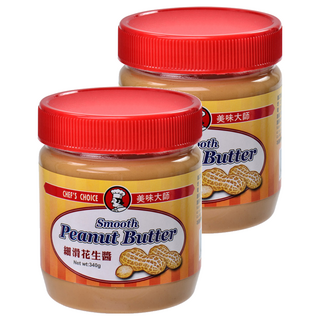 CHEF'S CHOICE 美味大師 細滑花生醬, 340g, 花生香濃 真材實料, 口感綿密 濃郁 香滑, 全素可食, 2罐