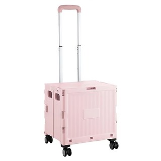 摺疊手推車, PP塑膠本體, 鐵管拉桿, 38L容量, 40KG負重, 粉色, 1個