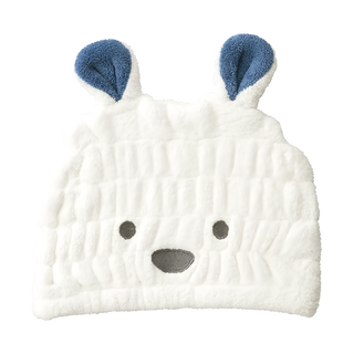 CB JAPAN carari 動物造型超細纖維浴帽, 吸水超快速, 大人小孩皆可用, 材質柔軟觸感舒適, 北極熊白, 1個