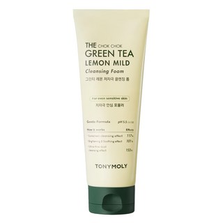 TONYMOLY The Chok Chok 綠茶檸檬溫和洗面乳 適用於敏感肌膚, 150ml, 1條