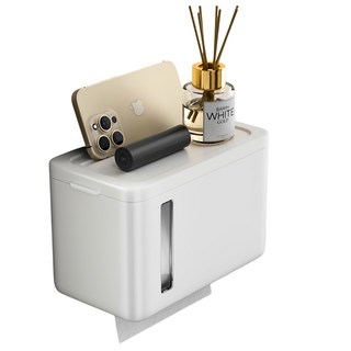 i LIFE 多用途防水衛生紙架 無痕貼式, 極簡白, 1個