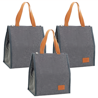 E.City 懷舊時光保溫保冷野餐便當袋, 長方款, 11L