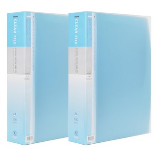 ECO Chungwoon PP材質透明文件夾 A4 100頁 天藍色, 2本
