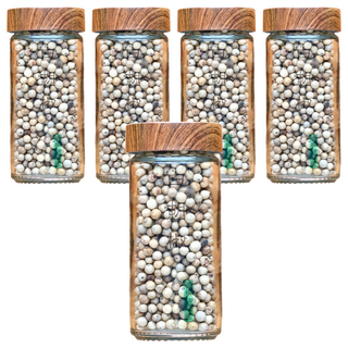 香料共和國 白胡椒粒 50g/罐, 100%成熟胡椒漿果製作，玻璃瓶加上木蓋設計，開罐即食的天然佐料, 5瓶