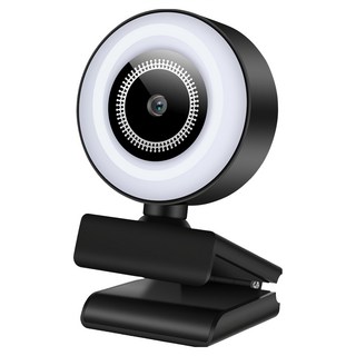 錦沛 Jinpei 2K QHD自動補光美顏網路視訊攝影機 360度旋轉視訊鏡頭, 黑色, JW-03W