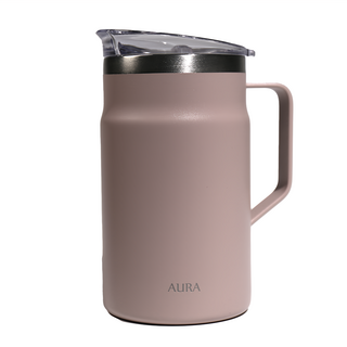 AURA 艾樂 簡約不鏽鋼把手保溫杯 600ml - 時尚保溫隨行杯, 黛粉, 1個