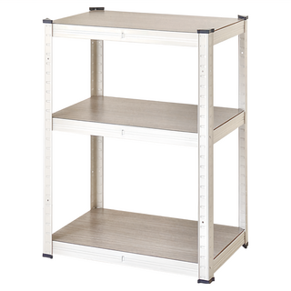 TRUELIFE OUTLET 三層變形鐵架 穩固耐用 多層收納層架, 淺木皮板 + 白色, 1個