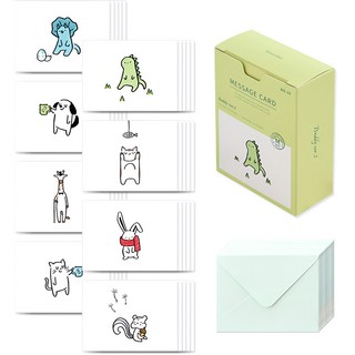 WALGADAKS 訊息卡 40張 + 信封 20個, Buddy ver2, 1組