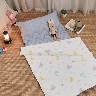 BUHO布歐 便攜式天然純棉透氣雙層紗兒童睡墊四季被 台灣製3件組 1kg, 雨天晴