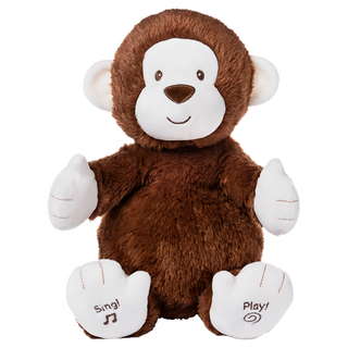 GUND 互動玩偶 小猴鼓鼓掌, 按壓腳掌播放音樂, 1個, 29cm