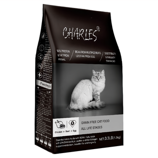 CHARLES 查爾斯 全齡貓無穀貓糧, 鮮雞肉 + 牛肉 + 新鮮鱉蛋, 1.5kg, 1袋