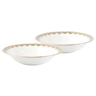 JUST HOME 帕維亞骨瓷 金邊蕾絲設計, 1組, White, Soup Plate