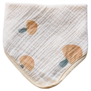 Chu-mi 啾米 四層紗兩用圍兜 25x25公分 100%棉, 橘蘑菇, 1個, 1件