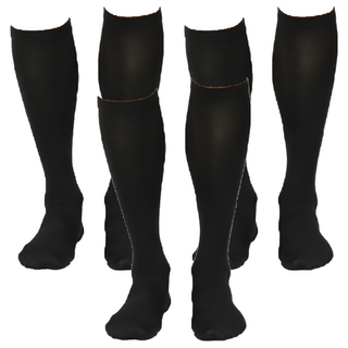 足健美襪品 台灣製450丹超彈紓壓萊卡及膝襪 3雙 Set XL, 黑色
