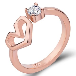 Sayaka 紗彌佳 愛在身邊鏤空愛心單鑽戒指