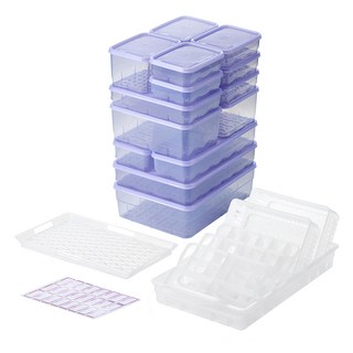 Thx Soyoon 冷凍密封保鮮盒組 透紫色 22個入, 冰箱收納保鮮必備，多尺寸選擇，安全無毒材質, 1組, 22個