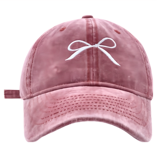 PORA BELLA 運動水洗純色刺繡蝴蝶結防曬帽 HAT012, 紅色, 1個