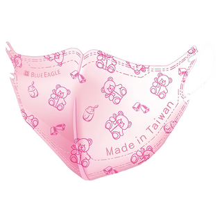 BLUE EAGLE 藍鷹牌 N95立體型兒童醫用口罩 6~10歲適用, 粉熊, 50片, 1盒