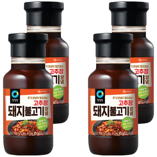 清淨園 韓式豬肉烤肉醬 辣味 精選蘋果梨子釀造 醃漬/炒飯/炒菜/拌飯多用途醬料, 280g, 4瓶