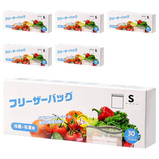 Geroots 蔬果食品加厚保鮮分裝密封袋 30個 冷凍冷藏適用, 小(S), 6盒