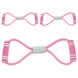 小麥購物 八字拉力繩 Y773 粉色 3條 - 輕巧便攜 全身塑形, 34 x 9.5cm