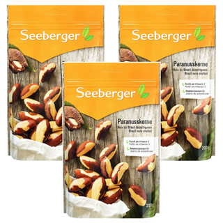 Seeberger 喜德堡 天然巴西堅果, 原始叢林野生, 無烘烤無調味, 德國原裝進口, 200g, 3包