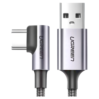 UGREEN 綠聯 USB-A-Type-C 金屬編織L型電競專用版 快充傳輸線, 0.5m, 50940, 1條