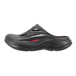 LOTTO 樂得 男款 CAMPER 雙層厚底野營拖鞋, 250mm, 黑紅色