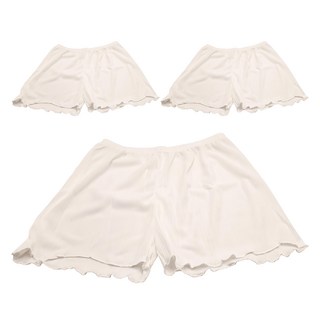 冰絲安全褲 荷葉邊 防走光內褲 舒適透氣 3件, 均碼, 白色