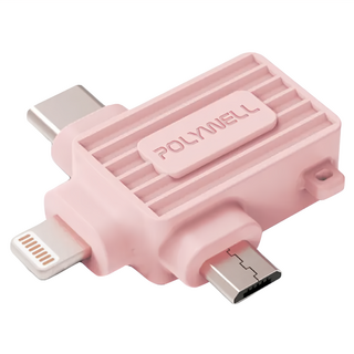 POLYWELL 寶利威爾 三合一OTG轉接頭, POLYWELL USB三合一OTG, 粉色, 1個