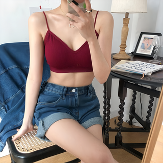 B628 細肩螺紋V領小可愛 Set 3, 胸寬:28cm(胸圍需 x 2) 全長:30cm, 紅