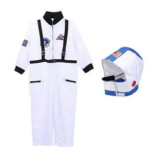 La Chamade 日安朵朵 太空人萬聖節兒童裝連身衣+頭套2件組 - L, 白色