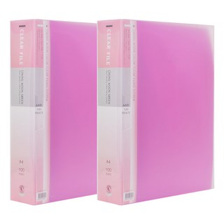 ECO Chungwoon PP材質透明文件夾 A4 100頁, 粉色, 2本