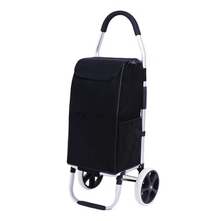 車身摺疊設計 鋁合金車架 布袋購物車, 黑色, 1台