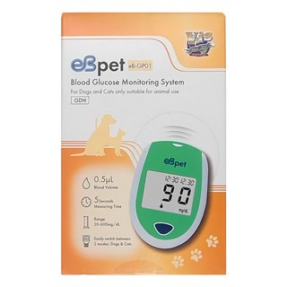eBmonitor 醫必 暐世 eBpet 寵物血糖機 適用於狗和貓 0.5μL 血量 5 秒測量時間, 1組