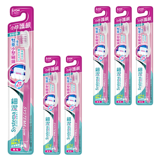 LION 獅王 Systema 細潔 台灣公司貨 小頭牙刷 顏色隨機, 1入, 6支