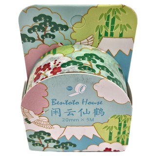 Bentoto House 本朵愛舍 日式和風和紙膠帶 20mm x 5m, 閑雲仙鶴, 3個