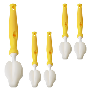 babybear 奶嘴清潔刷 Set 5支 海綿刷 長柄奶嘴刷, 黃色