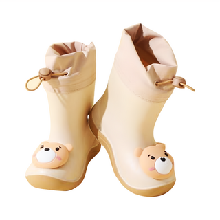 兒童款 立體卡通雨鞋, 咖啡小熊, XL