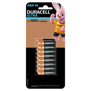 DURACELL 金頂 台灣公司貨 ULTRA 超能量 鹼性AAA電池4號, 16顆, 1組