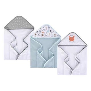 Hudson Baby 新生兒浴包巾3件組 76 x 76cm 動物英文字母 柔軟親膚 吸水速乾, 1組