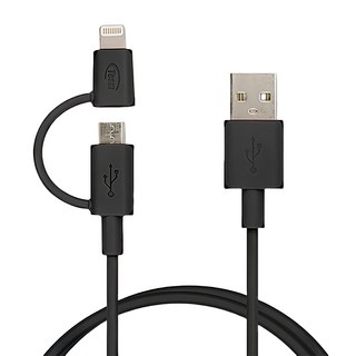 Team 十銓科技 Lightning & Micro USB 2合1傳輸充電線 TWC02, 沉穩黑, 1條