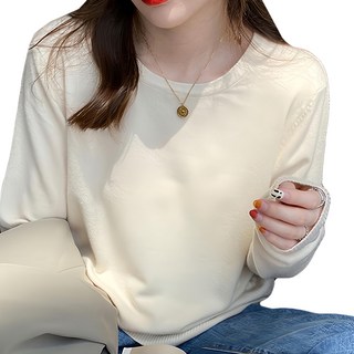 FB8371 圓領羊絨長袖打底衫 F/ 含情 20%+聚酯纖維 80%, 杏