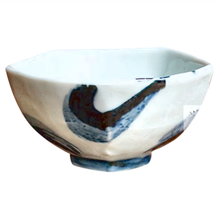 佐和陶瓷 4吋五角井 日本製 直徑12cm 容量300cc 陶瓷碗, 白色 + 藍色 + 黑色, 1個