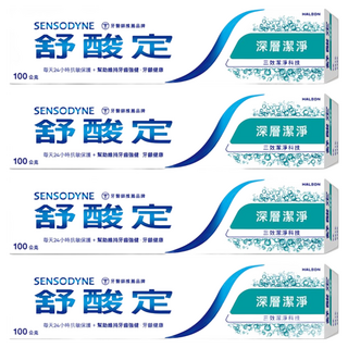 SENSODYNE 舒酸定 長效抗敏深層潔淨牙膏, 100g, 4條